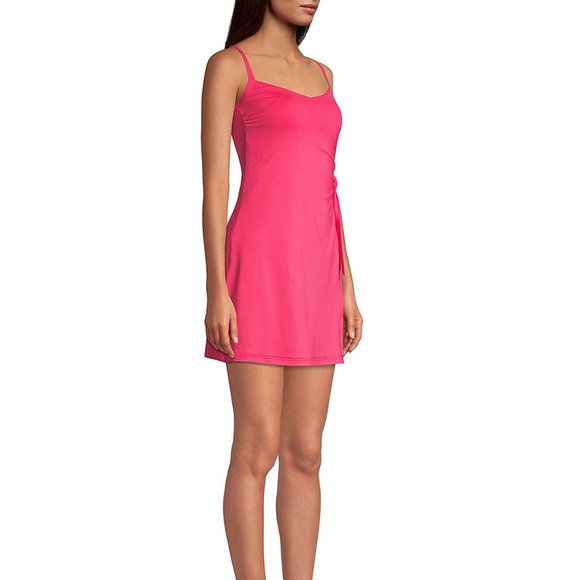 NWT Lands End Women Chlorine Resist Sweetheart Swimdress Pink Sz 10 $130 3e76 - Picture 2 of 5